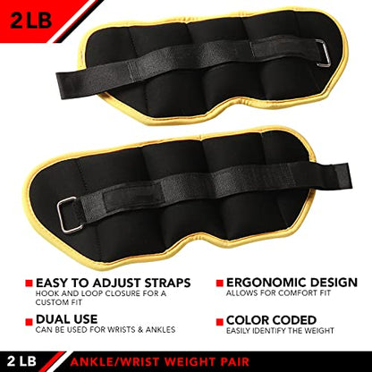 JFIT Ankle Weights - Ankle Weight Pair 10 Weight and Bundle Options - 0.5 to 8 lbs. Each (Set of 2) Adjustable Straps – Comfortable, Breathable, Moisture Absorbent Weight Straps for Men and Women
