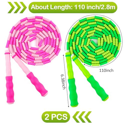 Jump Rope for Kids, Adjustable Jump Ropes for 4 5 6 7 8 10 12, Tangle Free - color: Green and Pink
