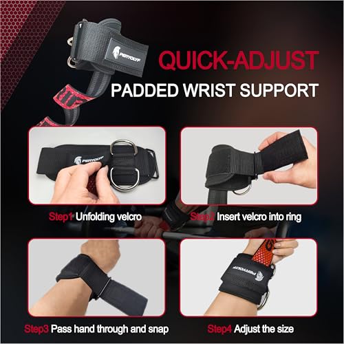 Double-Side Anti-Slip PERYOLYF Lifting Straps with D Ring - Adjustable Gym Straps for Deadlifts, Weightlifting & Cable Machine - Thick Wrist Support for Men & Women