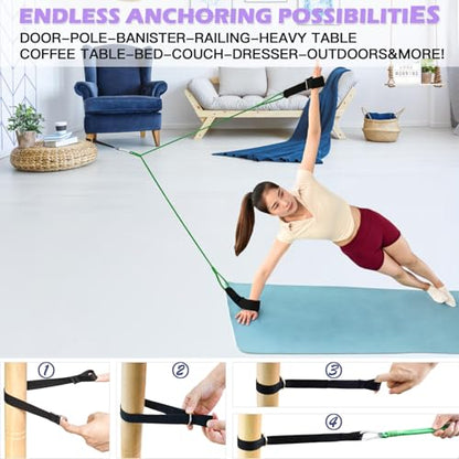 ATENTO Resistance Pilates System Reformer Style Pilates Lightweight Portable Pilates for Home Gym, 2 Pcs Resistance Bands,1 Door Anchor,1 Exercise Straps,1 Handle Straps