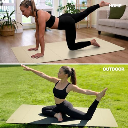 IwIeIaIrI Foldable POE Non Slip Yoga Pilates Mat– 1/4" (6mm) Thick - color: Beige