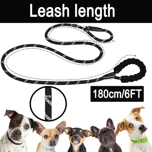 Dog Leash 6 FT, Durable Premium Quality Strong Training Rope Slip Leash - color: Black, size: 6 Feet x 3/8 Inch