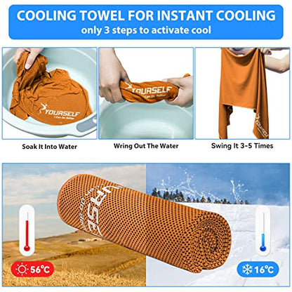Cooling Towel, Cooling Towels for Neck,40" x 12"Ice Towel for Instant Cooling Relief, Soft Breathable Chilly Towel, Perfect Yoga, Golf, Sports, Gym, Workout, Athletes Towel (1PC-Orange)