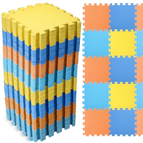 Nuanchu 60 PCS Kids Foam Puzzle Mat,Dark Blue, Light Blue, Orange, Yellow - color: Dark Blue, Light Blue, Orange, Yellow