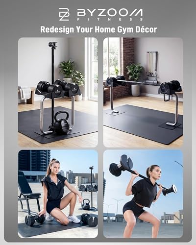 BYZOOM FITNESS Pure Series Adjustable Dumbbell - 12.5/25/27.5/50/55/75lb - ONE UNIT OR PAIR(check QTY before purchase) - 5-in-1/ 10-in-1 / 15-in-1 / 21-in-1 Flexible Hand Weights for Home Apartment Garage Gym, Strength Training & Fitness Workouts, White O