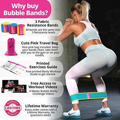 PeoBeo 3 Pack, Get Sexy and Slimmer with Non Slippery Fabric Resistance Booty Bands with Full Training Video, Ideal for Strength Building, Pilates, Rehab, Fitness, Pickleball Warm Up and Home Workout