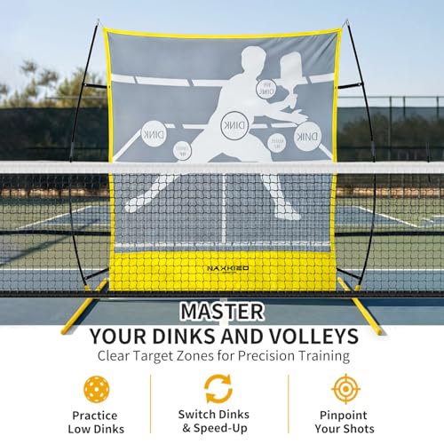 2026 Upgraded Pickleball Practice Rebounder Net, 6FT Pickleball Training Equipment with Metal Frame, Pickle Ball Rebounder for Outdoor Indoor, Pickle Ball Trainer for Dink Volley Training
