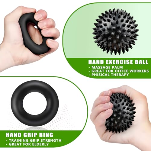 Hand Grip Strengthener, Grip Strength Trainer, 22-132 Lbs Adjustable Resistance Forearm Exerciser Workout for Rehabilitation Athletes Climbers Musicians - color: black 7 Pack