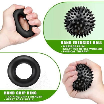 Hand Grip Strengthener, Grip Strength Trainer, 22-132 Lbs Adjustable Resistance Forearm Exerciser Workout for Rehabilitation Athletes Climbers Musicians - color: black 7 Pack