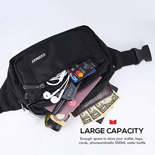 CXWMZY Fanny Packs For Women & Men Waist Pack Hip Bum Bag with Multi-Pockets Large Capacity Waterproof Casual Bum Bag for Disney Traveling Casual Cycling Running Hiking - color: Black
