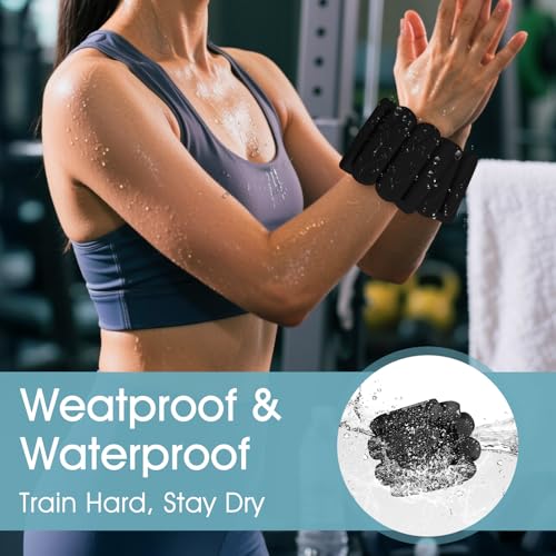 Wrist Weights – Ankle Wrist Weights for Women & Men – Adjustable Weighted Bangles Set (1 lb Each) | Arm and Leg Weights for Yoga, Pilates, Running & Walking - color: Black