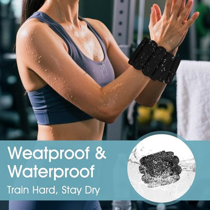 Wrist Weights – Ankle Wrist Weights for Women & Men – Adjustable Weighted Bangles Set (1 lb Each) | Arm and Leg Weights for Yoga, Pilates, Running & Walking - color: Black
