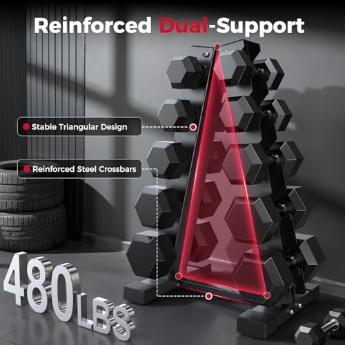 Dumbbell Rack Stand Only, Weight Rack for Dumbbells Compact A-Frame Home Gym Space Saver, 480/800 LBS Weight Capacity