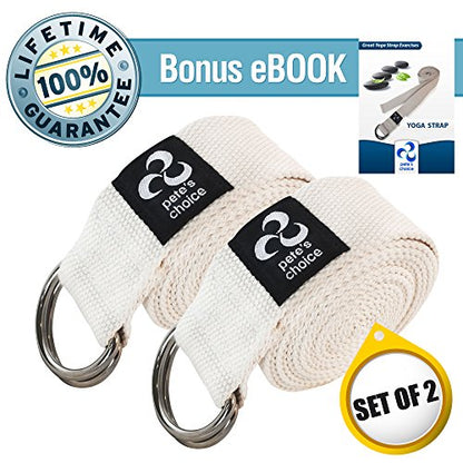 2-PACK or 5-PACK Yoga Exercise Adjustable Straps 8Ft | BONUS eBook | with Durable D-Ring For Pilates & Gym Workouts | Hold Poses, Stretch, Improve Flexibility & Maintain Balance - style: 2 Pack, 8ft
