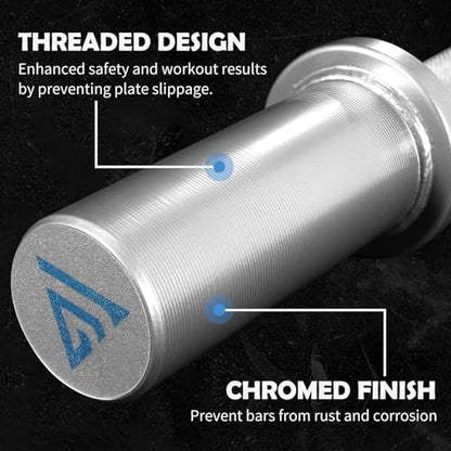 16" Olympic Dumbbell Handle, Dumbbell Bar for 2-inch Olympic Weight Plates, Loadable Dumbbells for Home Gym Strength Training, 2 Pair of Spring Collars Included - color: Silver