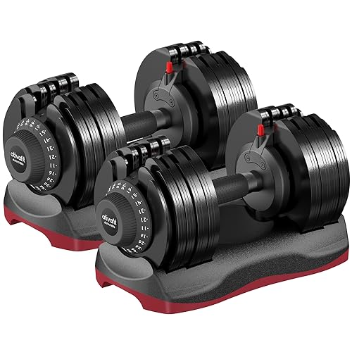 ATIVAFIT Adjustable Dumbbells Set of 2, 5–88LB Quick Adjust Free Weights with Double Safety Lock & Anti-Slip Steel Handle, Space Saving Home Gym Equipment for Full Body Strength Training