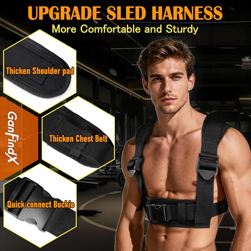GanFindX Weight Sled, Workout Sled, Fitness Strength Training Sled for Athletic Exercise and Speed Improvement, Suitable for 1" and 2" Weight Plates