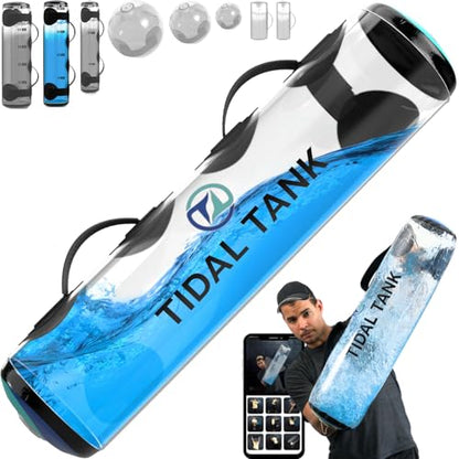 Tidal Tank Tube - The Original Aqua Bag - Water Weight Bag up to 79 lbs - Adjustable Workout Sand Bags Weights Alternative - Portable Sandbag Fitness Equipment Set, Home Exercise Gym - Including App - color: Classic: max. 49 lb