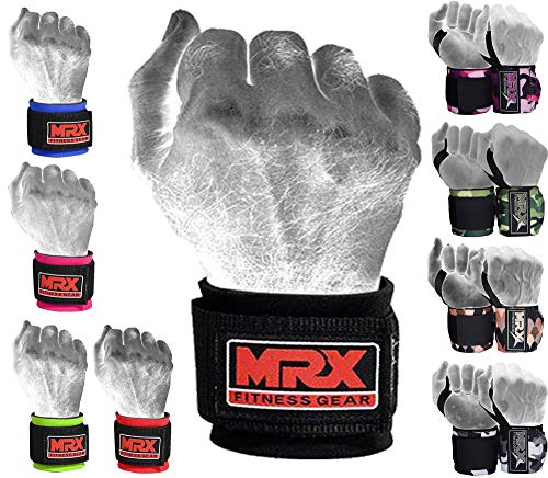 MRX Weight Lifting Wrist Wraps for Wrist Support Lifting Straps Gym Bodybuilding Training Workout for Men and Women - color: Black