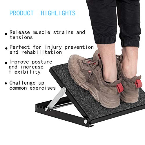 Professional Steel Calf Stretcher, Adjustable Ankle Incline Board and Stretch Board, Slant Board with Full Non-Slip Surface, 16" x 14", 4 Positions (500 LB Capacity)