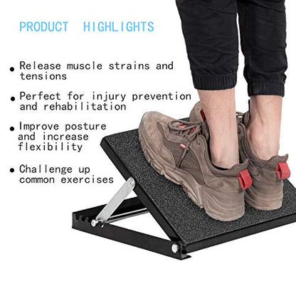 Professional Steel Calf Stretcher, Adjustable Ankle Incline Board and Stretch Board, Slant Board with Full Non-Slip Surface, 16" x 14", 4 Positions (500 LB Capacity)