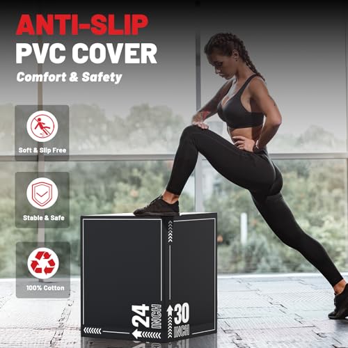 papababe 3-in-1 Plyometric Box Multi-use Jumping Exercise Equipment Trainer with Anti Slip Surface and High Density Foam for Workout Training - style: 20 x 24 x 30 inch (16lbs)-White