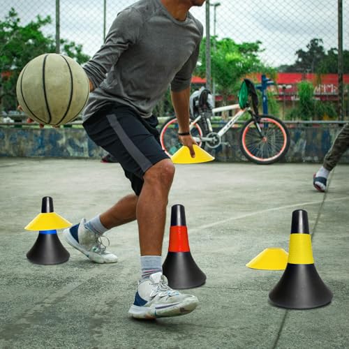 TNZMART 9 Inch Plastic Soccer Cones, Flexible Sports Training Agility Cones for Football Basketball Speed Drills Practice