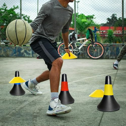 TNZMART 9 Inch Plastic Soccer Cones, Flexible Sports Training Agility Cones for Football Basketball Speed Drills Practice