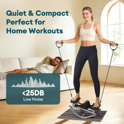 Rock Fitness Stepper, Lateral Step Rocker Side to Side for Exercise at Home with Resistance Bands & Non-Slip Mat - Exercise Step Balance Board Workout Machine for Home Apartment Dormitory