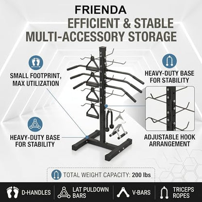 Frienda Steel Lat Bar Organizer, Home Gym Accessories, Lat Pulldown Attachments Cable Attachment Storage Rack Cable Attachments for Gym Rack Storage Heavy Duty Steel Organizer Home Use