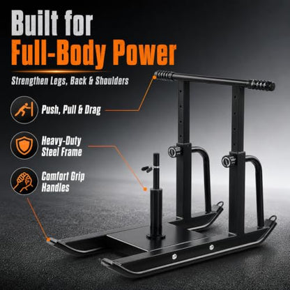 Weight Sled for Strength Training, Heavy Duty Fitness Sled with Shoulder Straps Adjustable Push Pull Sled for Speed, Agility, and Explosive Power, for 1" & 2" Plates