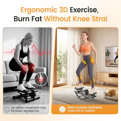 RELIFE REBUILD YOUR LIFE Rock Stepper Side to Side Rocking Fitness Stepper, Low-Impact Balance Board with Resistance Bands,Non-Slip Base for Full Body Workout, Fitness Machine Equipment at Home