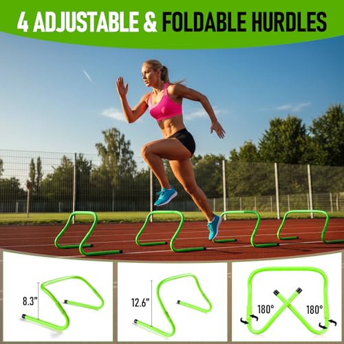 Agility Ladder,Soccer Training Equipment Set,20ft Speed Ladder,4 Agility Hurdles,Football Basketball Training Equipment,Football Accessories for Kids Youth Adults | Footwork, Speed & Agility Training