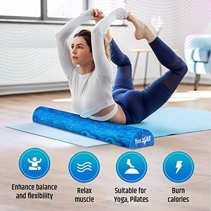 Yes4All Soft-Density Half PE Foam Roller 18 inch for Tissue and Muscle Massage, Back, Legs + Yes4All Medium-Density Half EVA Foam Roller 36 inch for Physical Activities & Muscle Massage
