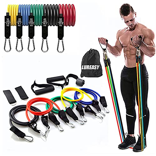Resistance Bands Set (11 PCS) Portable Home Gym Accessories - Stackable Up to 150 lbs,Exercise with Door Anchor, Handles, Carry Bag, Legs Ankle Straps for Training, Workouts