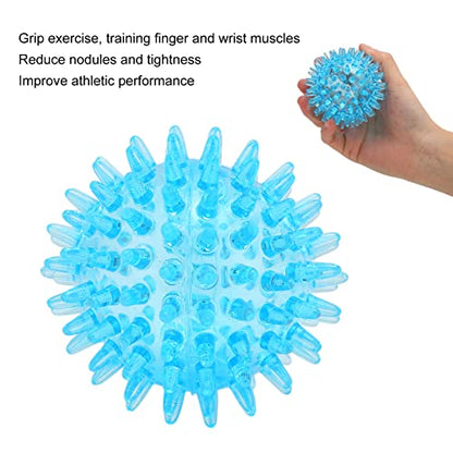 Spiky Massage Balls, Strength Recovery Exercise Ball, Hollow Soft Stress Reflexology, Stress Relief Massage Ball for Hand Wrist (Transparent Blue)(7CM) - size: 7CM