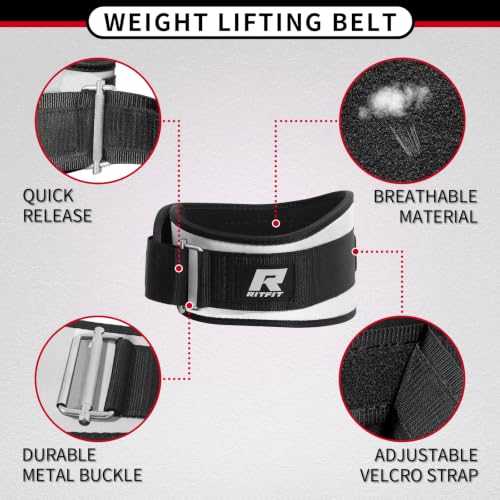 RitFit Weight Lifting Belt 6 Inch for Squats Deadlift Strength Training - color: Grey, size: L(36"-44")