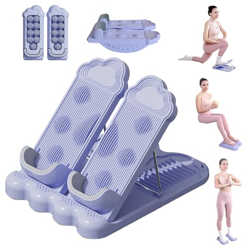 Slant Board, 3 in 1 Calf Stretch Board with Foot Massager & Resistance Bands, 12-Level Adjustable Incline Calf Stretcher for Relieving Calf Ankle Achilles Pain, Balance Exercise Trainer