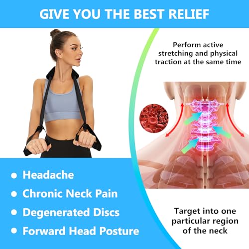 Neck Stretcher Exerciser, FSA/HSA Eligible, Cervical Traction Device for Neck Pain Relief and Spine Alignment. Portable Neck Traction Exerciser for Home/Office, Neck and Shoulder Relaxer Easy to Pull. - size: 30-35 Pounds