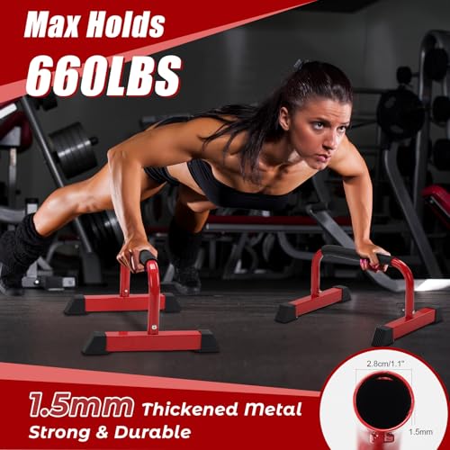 Push Up Bars: Sweat-resistant Parallettes Bar for Handstands L-sit & Dip, No Wobbling Strength Training Pushup Stands for Women Men Workout Core Exercise at Home Floor Gym