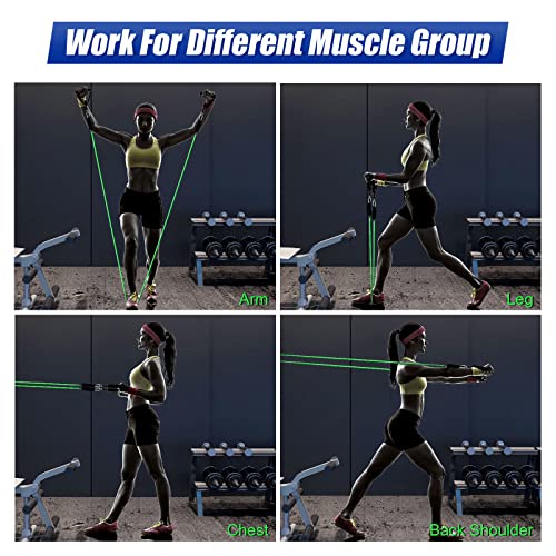 Resistance Bands Set, Himaly Exercise Bands Strength Training Fitness Bands Workout Elastic Bands with Legs Ankle Straps, Door Anchor, Handles & Carry Bag for Home Outdoor Workouts