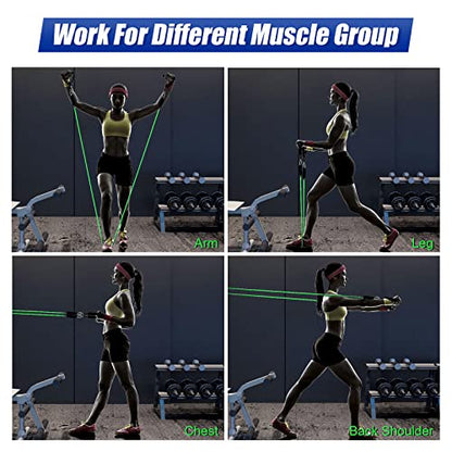 Resistance Bands Set, Himaly Exercise Bands Strength Training Fitness Bands Workout Elastic Bands with Legs Ankle Straps, Door Anchor, Handles & Carry Bag for Home Outdoor Workouts