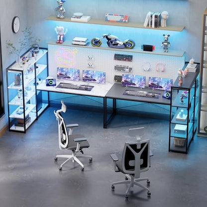 Pamray 49 Inch L Shaped Gaming Computer Desk with Shelves and Storage - color: Grey