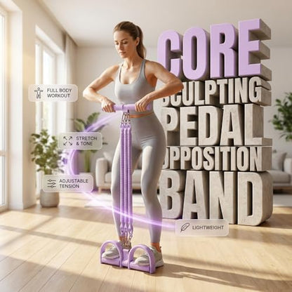 Pedal Resistance Band with Handle, Upgrade Latex Tube Exercise Band Elastic Pull Rope for Home Workout, Sit Up Body Stretching Exercise Equipment for Tummy Waist Arm Leg Slimming