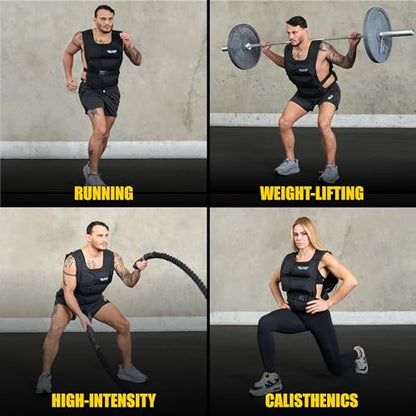 Elite Sports Weighted Vest for Men & Women, 4lb/8lb/12lb/16lb/20lb/24lb Reflective Adjustable Weight Vest Workout, Exercise, Running, Weight Loss & Strength Training (UN-FILLED)