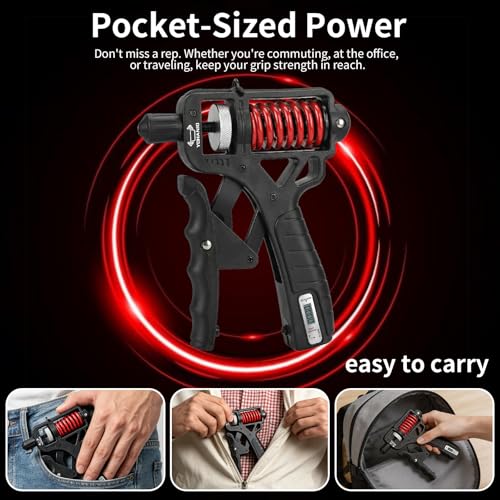 Adjustable 11-350 Lbs, Grip Strength Trainer, Forearm Hand Exerciser for Strength with Digital Counter, Hand Gripper Strengthener for Athletes Muscle Building Hand Treatment Strength Recovery.