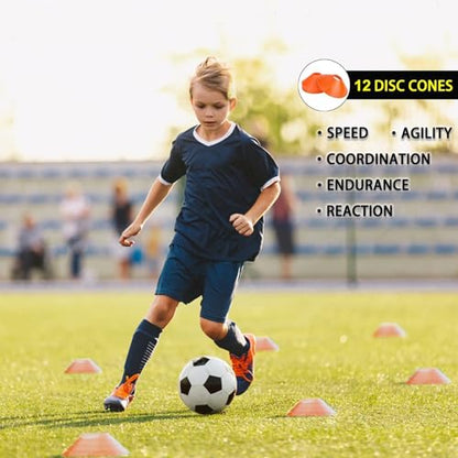 Agility Ladder Set 20ft, 4 Hurdles, 12 Soccer Cones, Jump Rope & Running Parachute - Speed Agility Training Equipment for Soccer Fitness Kids Youth Adults - color: Orange