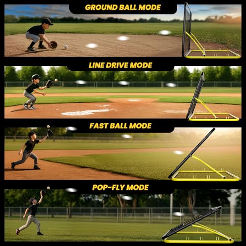 4x4.5 Ft Baseball Rebounder, Multi-Sport Trainer for Soccer and Volleyball, Adjustable Angles, Easy Storage, Durable Construction, Enhances Agility, Precision, Reflexes, Solo Practice
