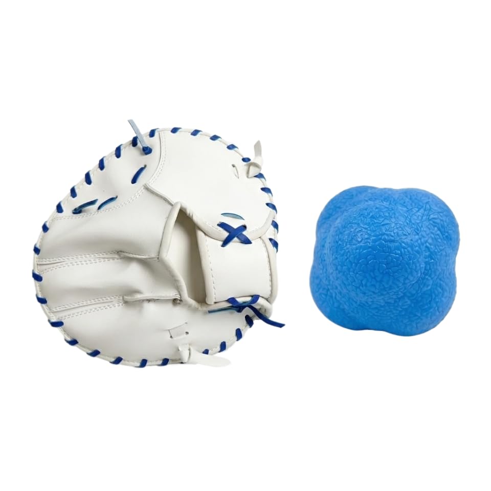 Pancake Glove Baseball Youth & Flat Gloves Softball Trainer with Agility Reaction Ball - Infield Mitt to Build Soft Hands (Ages 6-12, Right-Hand Throw)