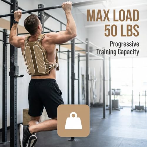 Adjustable Weighted Vest Fitness Sport Training Strength and Endurance Training,Quick Release with Molle for Running,Fitness Workouts - color: Tan